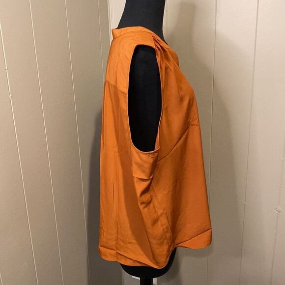 NWT J Crew Blood Orange Extra Large Popover Tank Button Up V Neck Round Hem - Picture 5 of 8